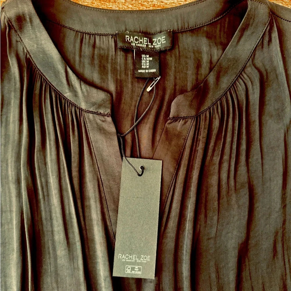 NWT Rachel Zoe Black Satin Dress Size M - Picture 5 of 5